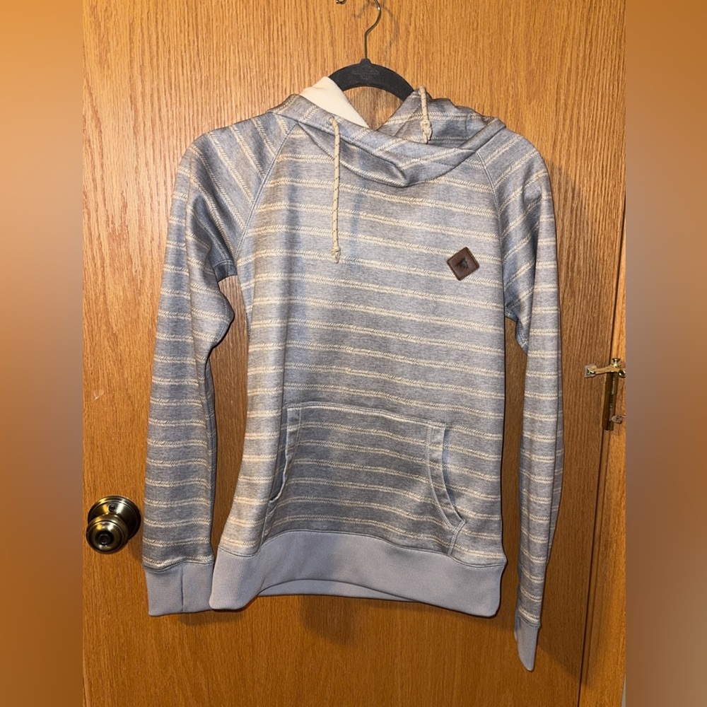 Burton WB Heron Pullover Women's Blue Gray Striped Dryride Hoodie